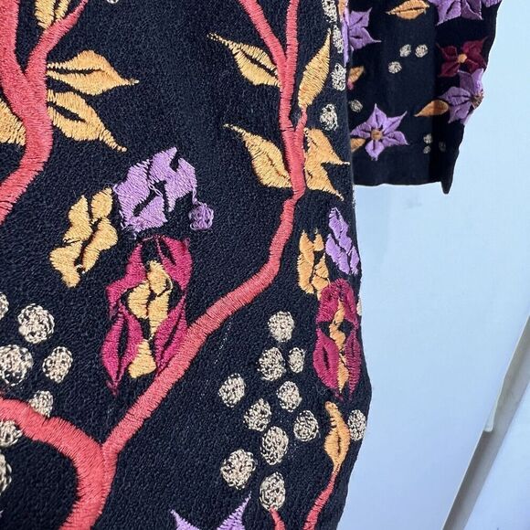 Harari Blouse Women’s Small Multicolor Floral Embroidered Artsy Forest Fairy - Picture 6 of 10